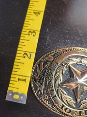 Texas Star Belt Buckle Gold Tone Oval Western Ranger Cowboy 3.25&Prime; x 2.5&Prime;