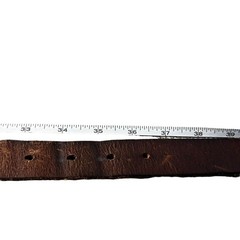 Vintage Brown Leather Belt Solid Brass Buckle Unbranded Boho Western Fits 34&Prime;
