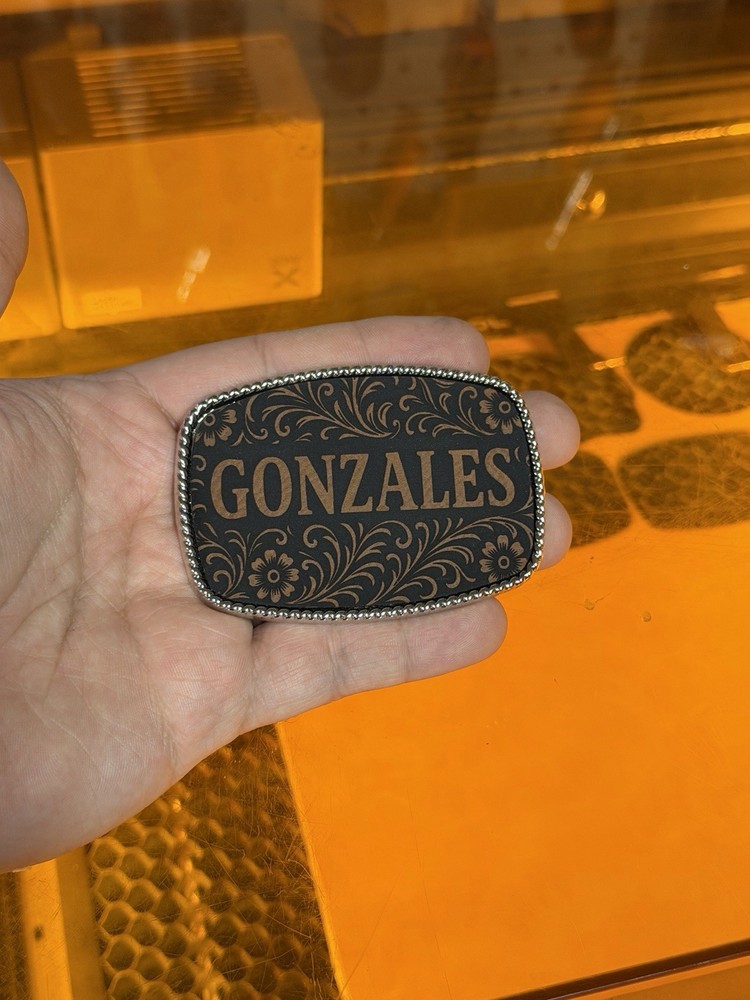 Custom Personalized Belt Buckle Leatherette Design Made for Any Name Or Any Logo