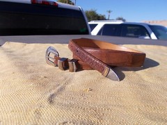 M M Rogers DJM Sterling 14K Buckle Saddlebags Louisiana Wild Alligator Belt 38