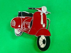Red & Black White Vespa Classic Scooter Motorcycle Design NOS Belt Buckle