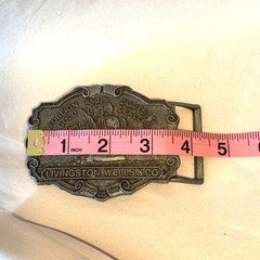 Pewter Livingston Wells & Co Gold Dealers Belt Buckle Circa 1970s