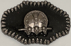 Skull Skeleton Head Metal Belt Buckle Biker Style Silver Tone Claws Cross Gothic