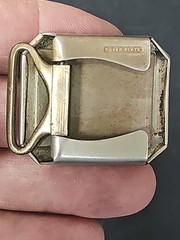 Vintage Victorian Silver Plate Belt Buckle – Celluloid Inlay with Crystal & Red