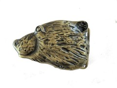 Vintage Brass Bear Head Belt Buckle 3D Grizzly Western Heavy Snap On Gift