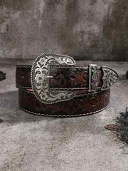 Western Cowboy/Cowgirl Rodeo Decor ROPE EDGE BUCkLE W/Leather Belt