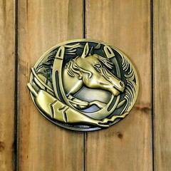 NEW! HORSESHOE HORSE HEAD METAL BELT BUCKLE HEBILLA HERADURA CABALLO #113