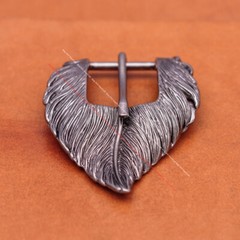 Men Heavy Long Silver Leathercraft 2pc Set Feather Belt Buckle Fits 31mm Strap
