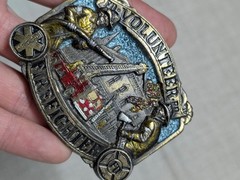 vintage USA made VOLUNTEER FIREFIGHTER belt buckle FD western EMS rescue western