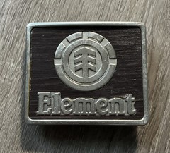 Element Metal Belt Buckle Skateboarding Brown & Silver 3&Prime;x 2.5&Prime;
