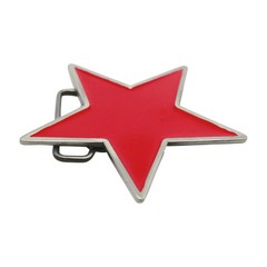 Western Fashion Red Men Women Belt Buckle Silver Metal Texas Lone Star TX Casual