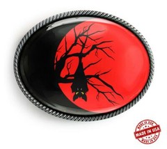 Vampire Bat Halloween Moon Silhouette Handmade Belt Buckle
