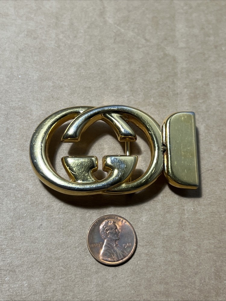 Gucci Interlocking Belt Buckle Gold Parfums Mod Brev Monogram 2.5 x 1.5 in