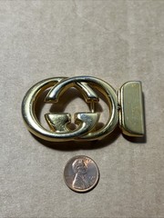 Gucci Interlocking Belt Buckle Gold Parfums Mod Brev Monogram 2.5 x 1.5 in