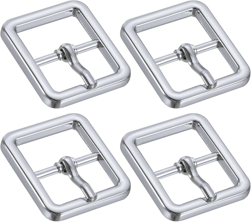 Metal Roller Buckle, Single Prong Belt Buckle Square Center Bar Buckles for Leat