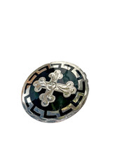 Western Mens Belt Buckle 3.25 x 3.25 in Southern Cross Cowboy Black Silver 1.5