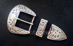 WESTERN COWBOY ANTIQUE FLORAL ENGRAVED BELT BUCKLE SET fits 1-1/2&Prime; wide belt