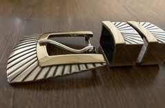 James Reid 14k Gold .925 Sterling Square Ray Belt Buckle Set ✅
