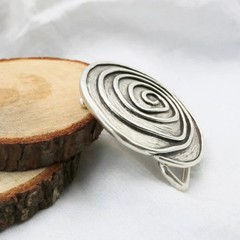 Round Belt Buckle With Asymmetrical Spiral, Irregular Design