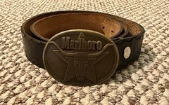 Vintage 1987 Marlboro Philip Morris Inc. Longhorn Steer Belt Buckle W/ Belt