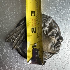 Vintage 1976 CDC Metalworks Native American Chief Belt Buckle Brass Bronze Tone