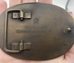 VINTAGE Marlboro Belt Buckle Mens Solid Brass Longhorn Star Western 1987