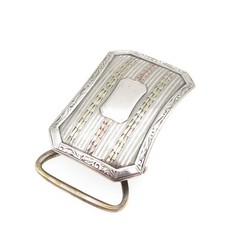 MARSH 925 Sterling Silver & Gold Antique Art Deco 1917 Engraved Belt Buckle