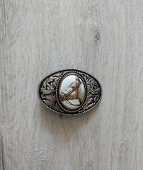 Vintage Perry’s Western Cowboy Belt Buckle Horse Head Rodeo USA Silver Tone