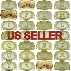 New Men Women Western Initial Rodeo Letter A-Z Silver Gold Metal Antiqued Mirror