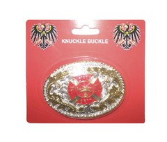 Fire Fighter Department Silver and Gold Belt Buckle (4×3 inches)
