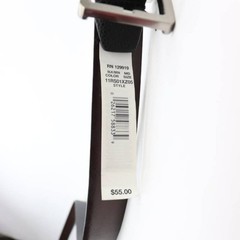 Mens Black Brown Reversible Leather Belt Silver Buckle Size 34-36