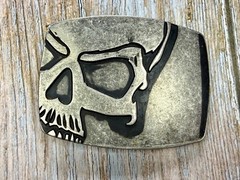 Creepy Skull Engraved Halloween Cosplay Gothic Punk Silver Color Belt Buckle