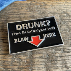 Drunk Breathalyzer Test Blow Here Metal Rectangular Buckle 1.5in Boyfriend Gift