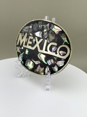 Mexico Abalone Mosaic Belt Buckle Oval Iridescent Inlay 1970s