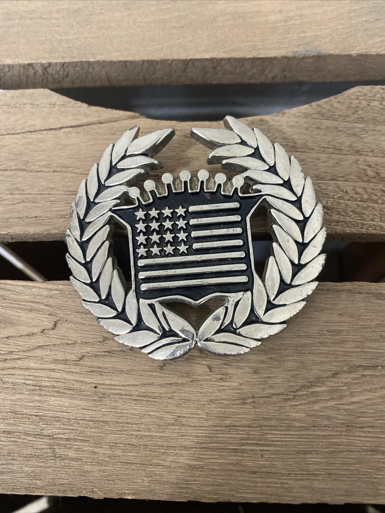 Famous Stars and Straps American Dream Cadillac USA Flag Chrome Belt Buckle EXC