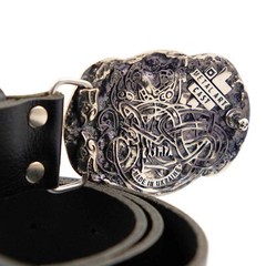 German silver belt buckle Jormungandr, World Serpent buckle, Dragon buckle