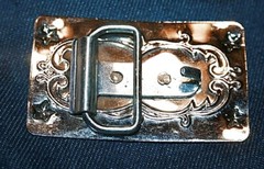 3&Prime; x 1-1/2&Prime; Silvertone Metal Gun Belt Buckle