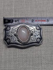 vintage GEMSTONE pink QUARTZ belt buckle WESTERN handcrafted cowboy