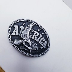 America Belt Buckle Bald Eagle Metal Gray Patriotic Western 3 1/2&Prime; X 2 1/2&Prime;
