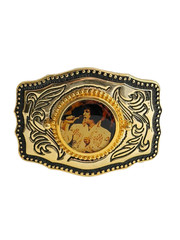 Vintage 1980’S Elvis Presley Belt Buckle Metal Filligree with Photo Made in USA