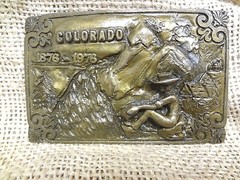 Colorado Centennial 1876-1976 Collectors Brass Belt Buckle Prospecting~FREE SHIP