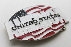 Men / Women Silver Metal Buckle Fashion United States Of America Flag USA Casual