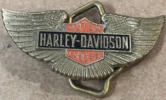 Vintage Harley Davidson Motorcycles Mini Belt Buckle Logo & Wings 1990s 2 3/8&Prime; W