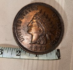 INDIAN HEAD PENNY COIN SHAPED 1877 REPLICA INDIAN MENS METAL BELT BUCKLE