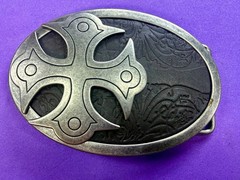Maltese Celtic Iron Cross Gothic Punk Biker Black & Silver Color Belt Buckle