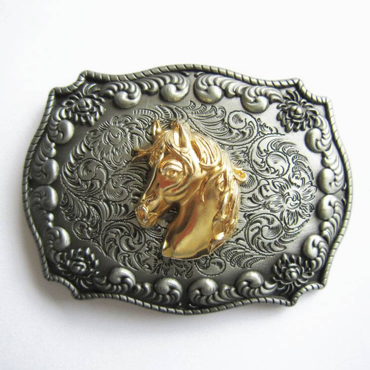 NEW 3-D ANIMAL HORSE HEAD GOLD RODEO COWBOY WESTERN BELT BUCKLE