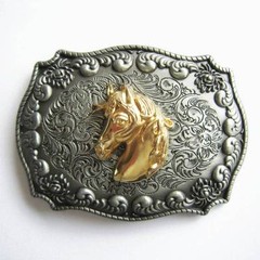 NEW 3-D ANIMAL HORSE HEAD GOLD RODEO COWBOY WESTERN BELT BUCKLE