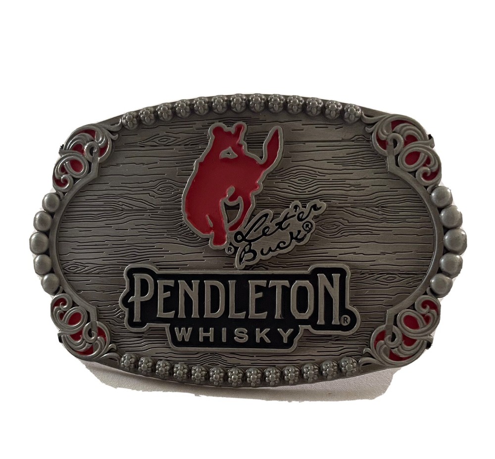 Pendleton Whisky 2023 “Let’er Buck” Belt Buckle- Montana Silversmiths- New