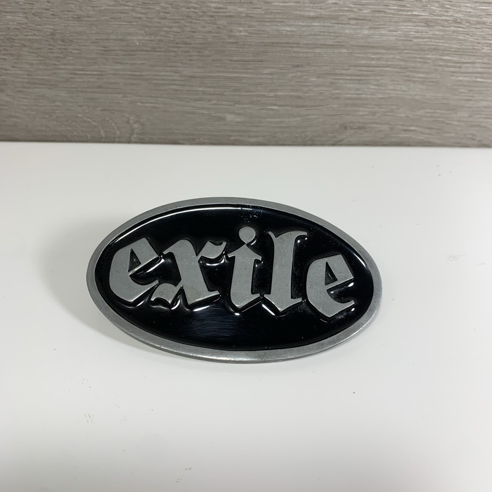 EXILE CYCLES Black Gloss Belt Buckle 4” x 2-3/8”