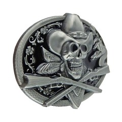 Dead Cowboy Belt Buckle Skull Crossed Guns Rattlesnake Western Fits 1.5&Prime; Belt